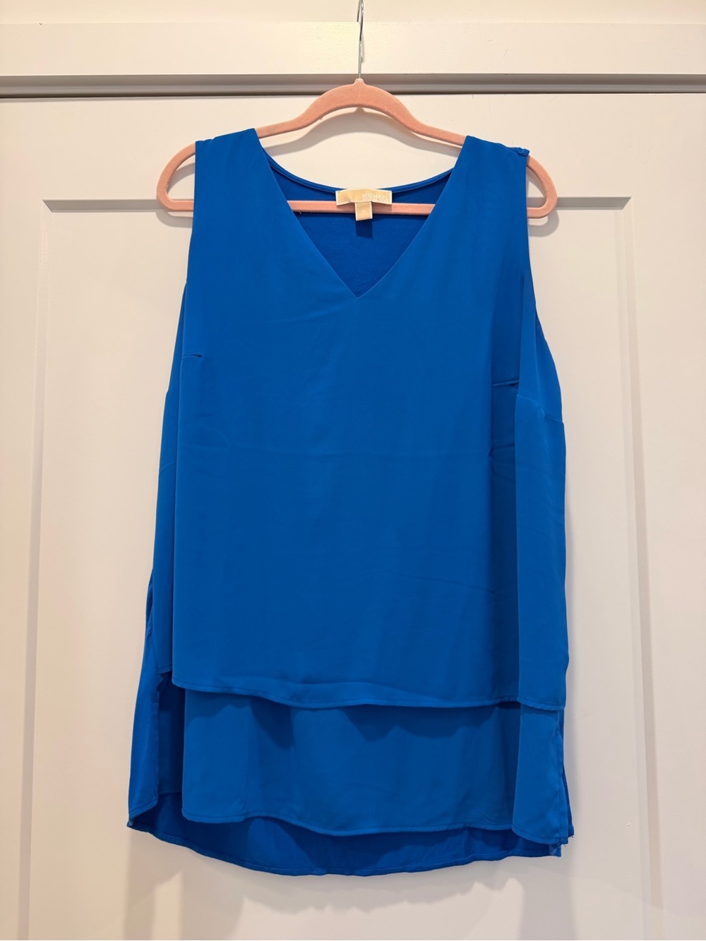 Michael Kors Royal Blue Layered V-Neck Sleeveless Tank